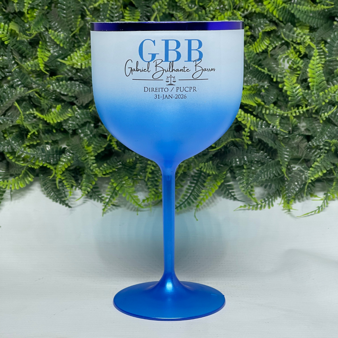 Taça de gin azul personalizada